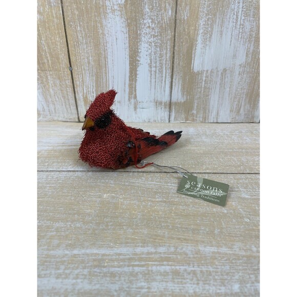 Vintage Seasons of Canon Falls Red Cardinal Feather Ornament w/Tag - Picture 2 of 7